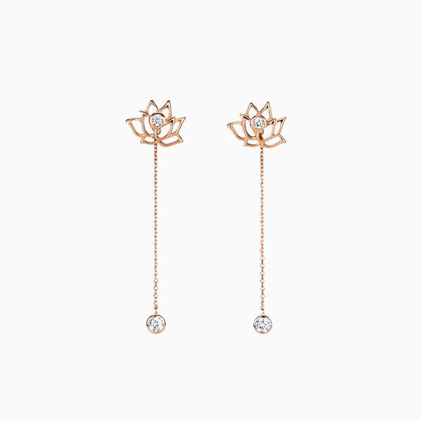 Earrings - Lotus Fairies Rose Gold with White Stone