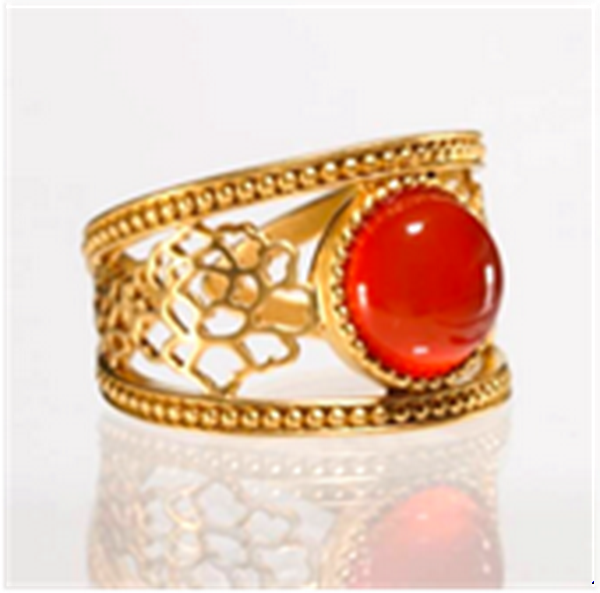 Ring - Golden Tang Peony Orange Size 6/7